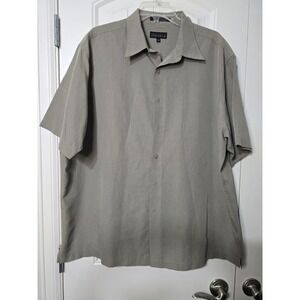 Perry Ellis Portfolio Mens XXL Taupe Short Sleeve Button Down Shirt MB2985A